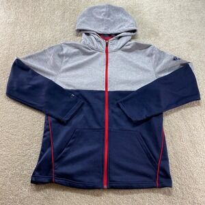 AND1 Full Zip Hoodie Mens Large Gray Navy Blue Colorblock Athletic Jacket